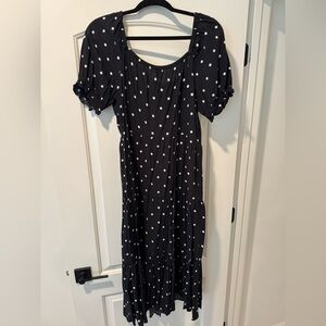 J. Crew Black and White Polka Dot Midi Dress